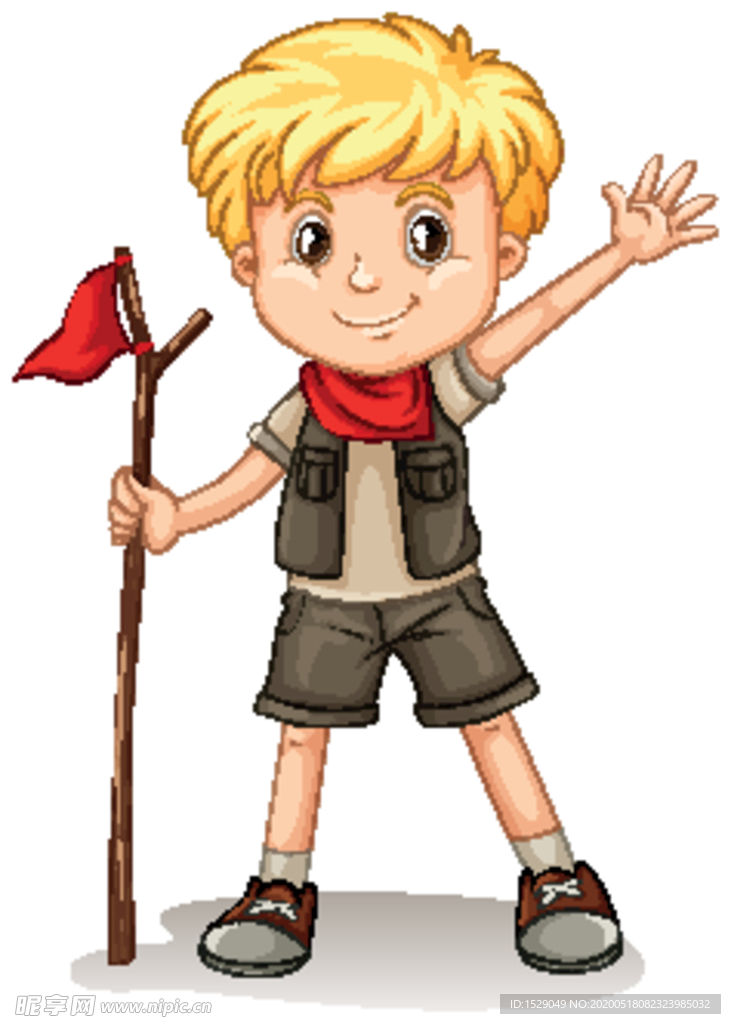卡通野营儿童