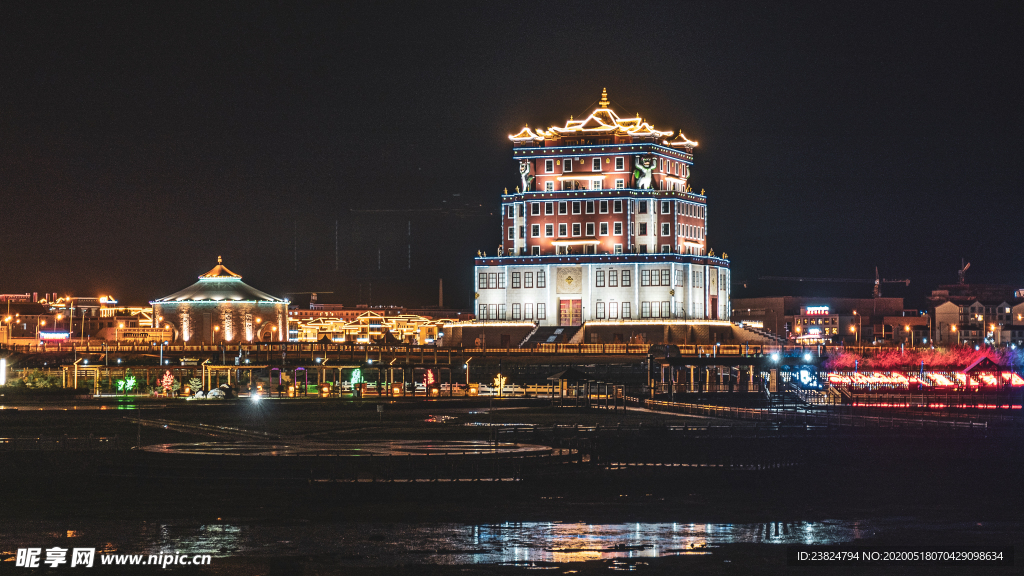 刚察夜景 青藏生态主题馆