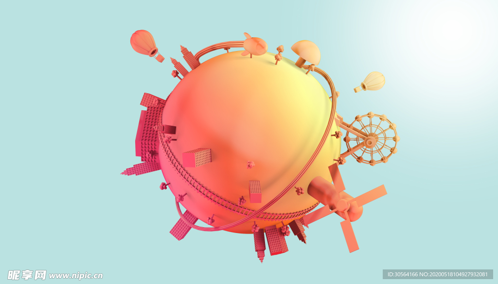 球星圆球旅游国外立体背景素材