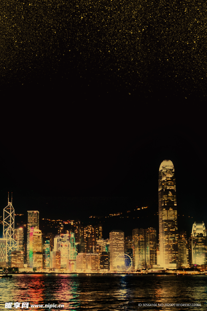 城市夜晚江边商务背景素材