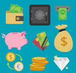 彩色金融图标设计矢量图