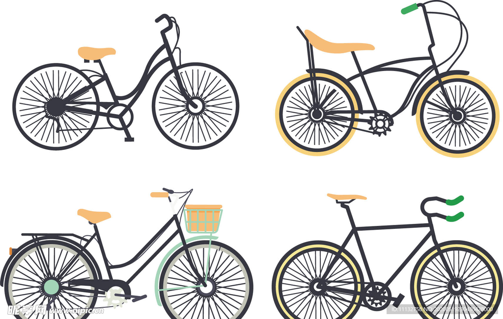 彩绘单车自行车运动矢量素材