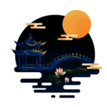 中秋月圆庭院祥云古风中国风背景