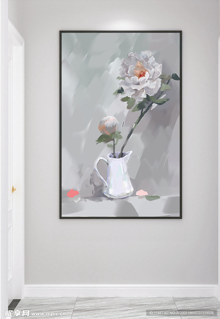 优美白色花朵装饰画