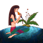 少女海的女儿长发少数名族海边