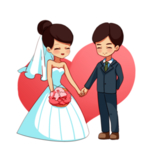 婚礼人物结婚爱心牵手婚纱卡通