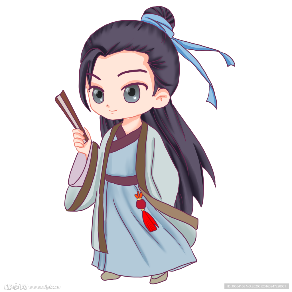 少年古风汉服古装插画卡通手绘