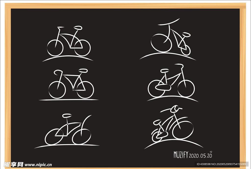 6款入自行车粉笔画