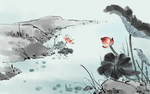 手绘荷花插画