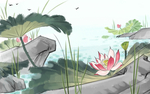 荷花插画