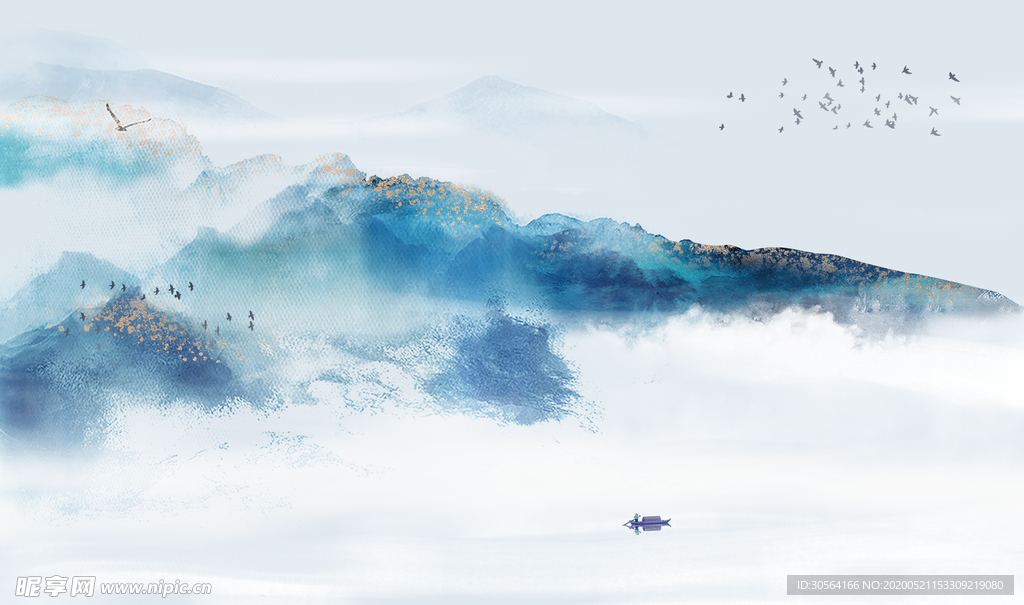 古风山水淡雅清雅墙画背景