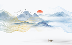 古风山水淡雅清雅墙画背景