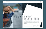 时尚女子旅行网站登陆页矢量图