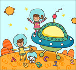卡通人物 地球 儿童画 外星人