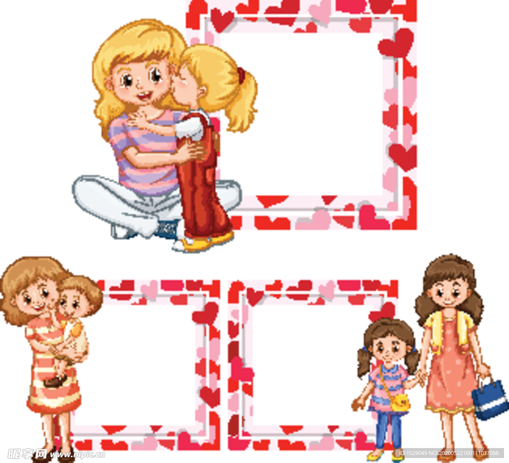 卡通母女和文本框