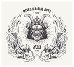 手绘创意日本武士图案插画