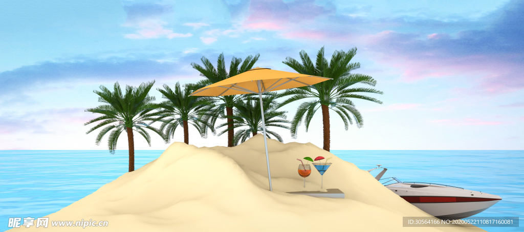 夏日清新淡雅海洋背景素材