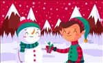 创意互送礼物雪人和精灵