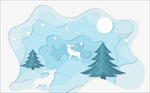 冬季雪地麋鹿森林剪贴画