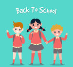 矢量上学的小学生