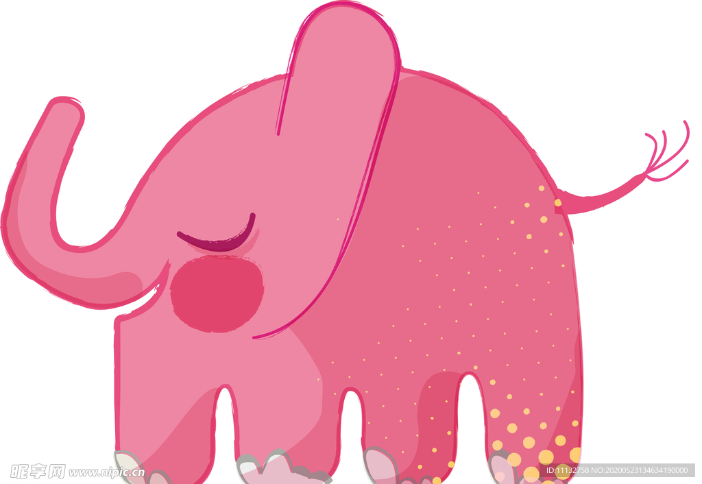 粉色卡通大象爱情结婚动物装饰