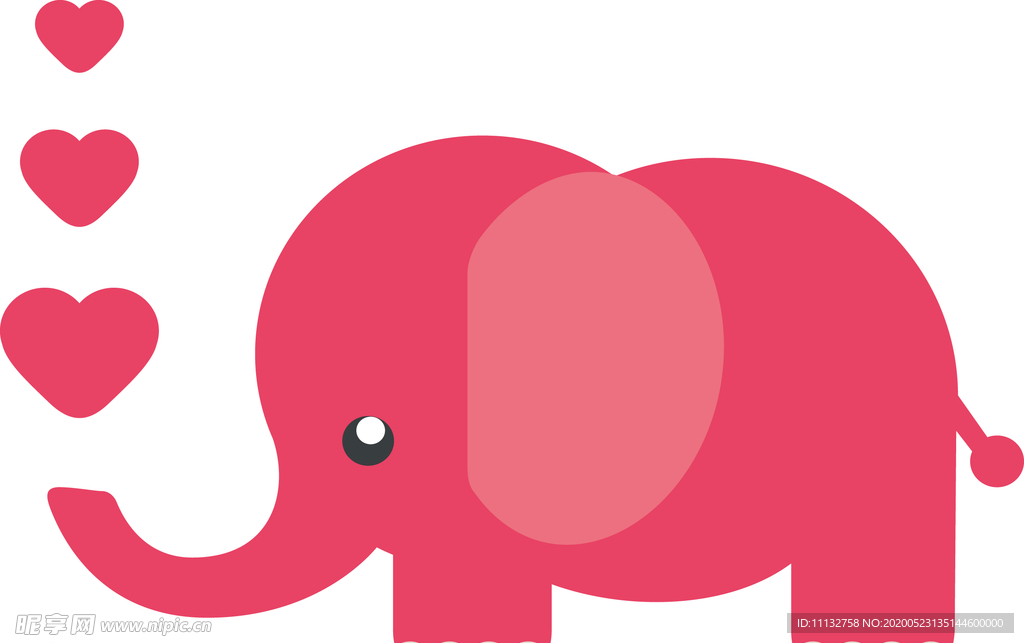 爱心粉色大象卡通动物爱情装饰