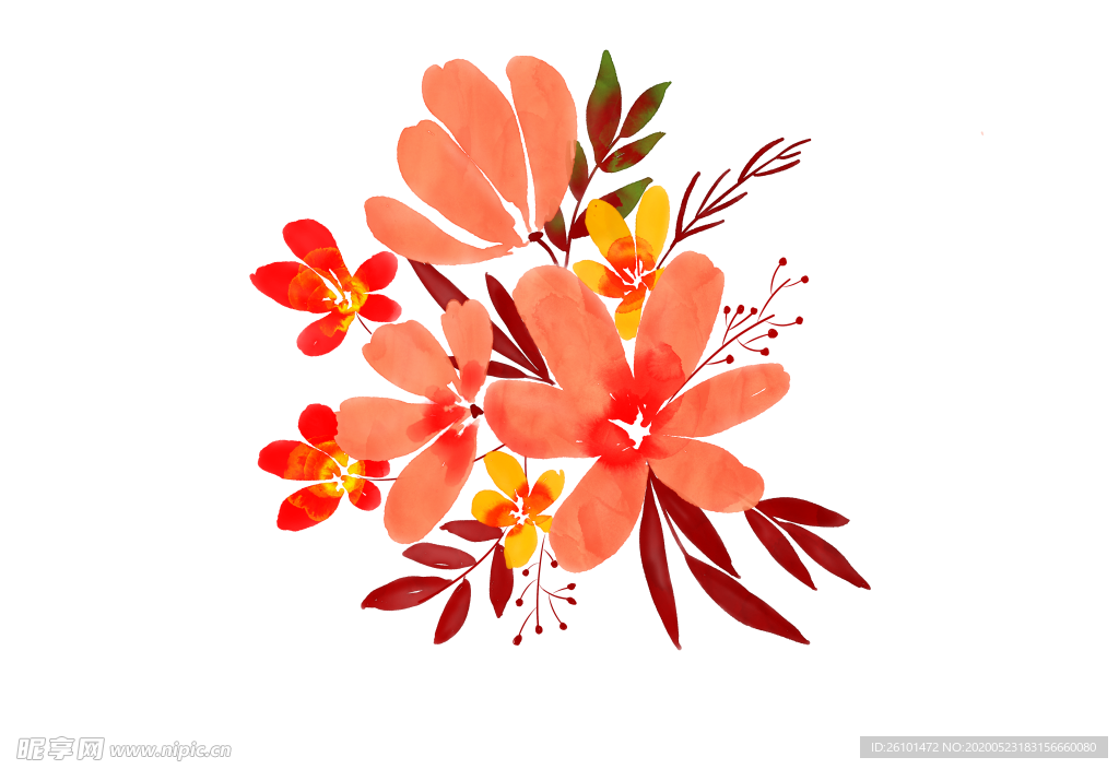 水彩花
