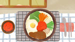 美食 料理 石锅拌饭 面条 手