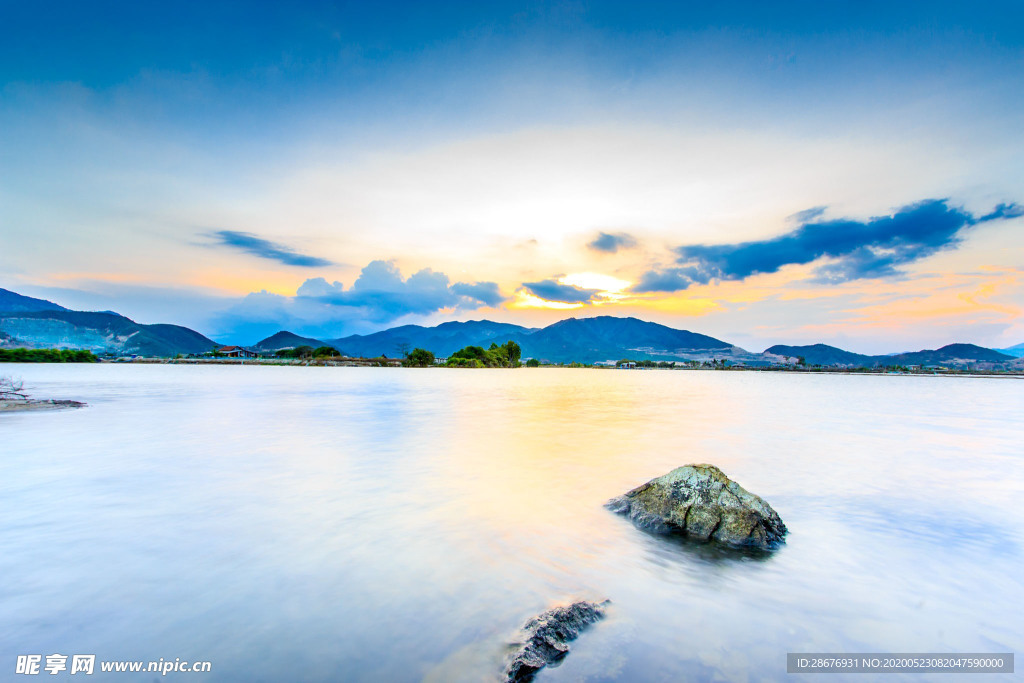 海滩日出，沙滩夕阳