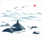 手绘古风山水画
