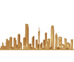 金色 金属 3D城市 建筑地产