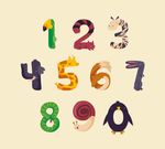 卡通动物数字0-9