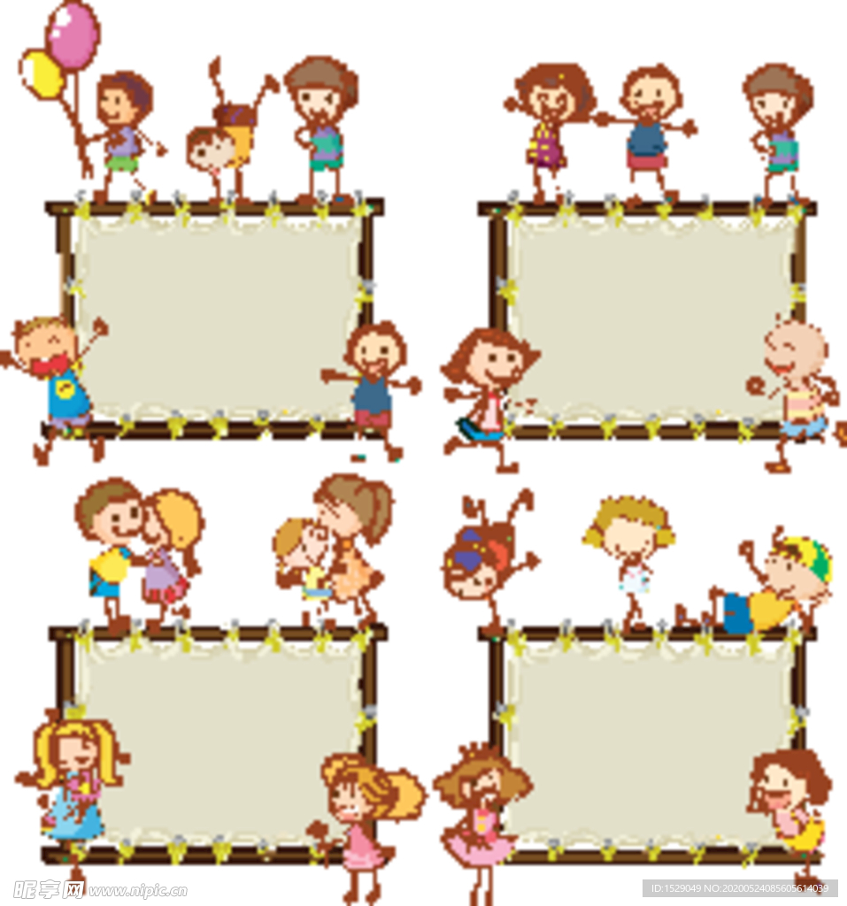 卡通儿童和空的模板