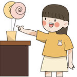 原看见棒棒糖的女孩惊喜吃货插画