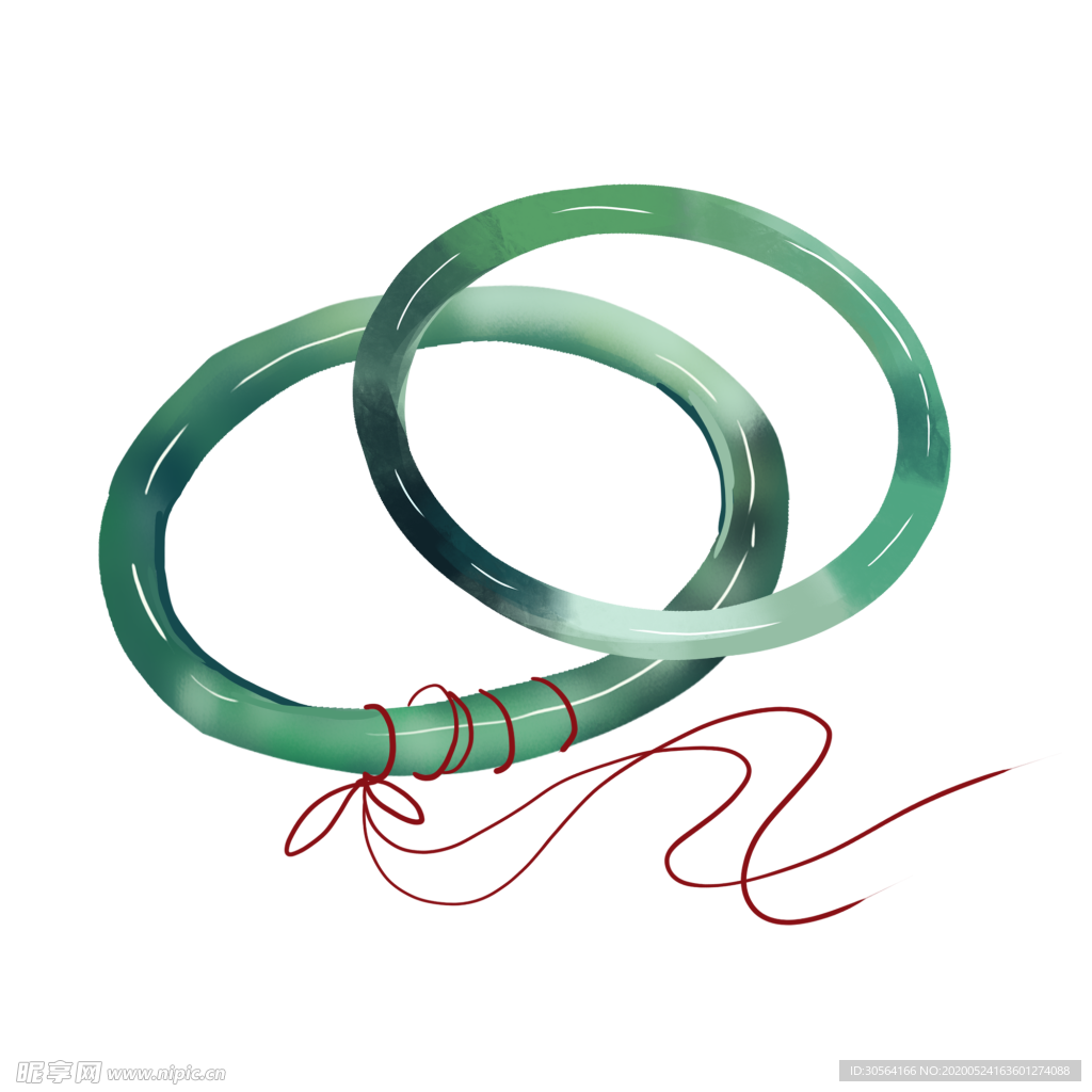 玉镯古风水墨水彩意境合成素材