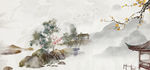古风山水意境淡雅背景素材