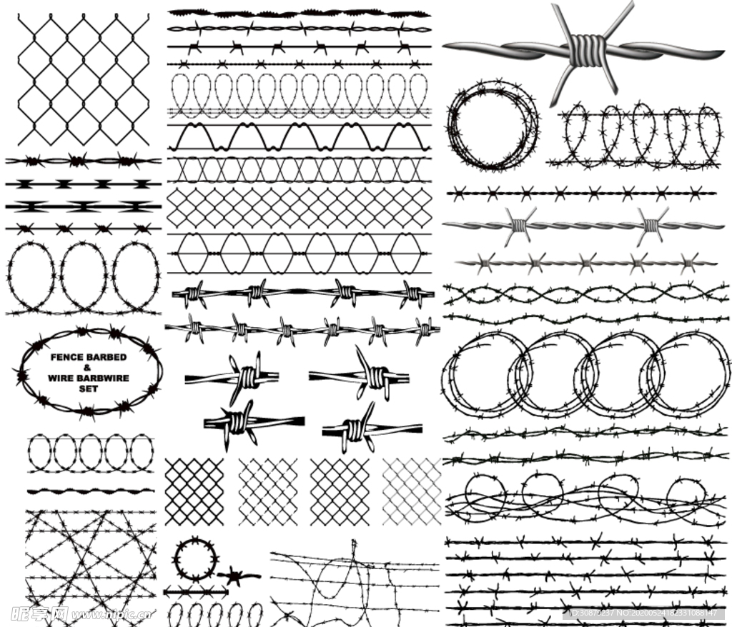 带刺铁丝网矢量素材