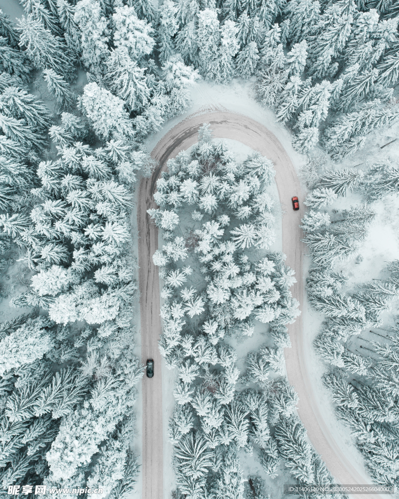 俯视雪景图片