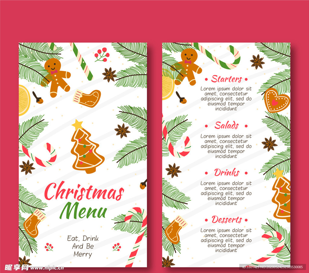 创意圣诞节餐馆菜单设计