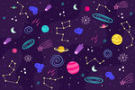 手绘可爱宇宙太空背景底纹