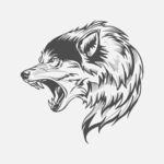 手绘狼插画图案