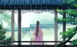 人物少女背影古风复古背景素材