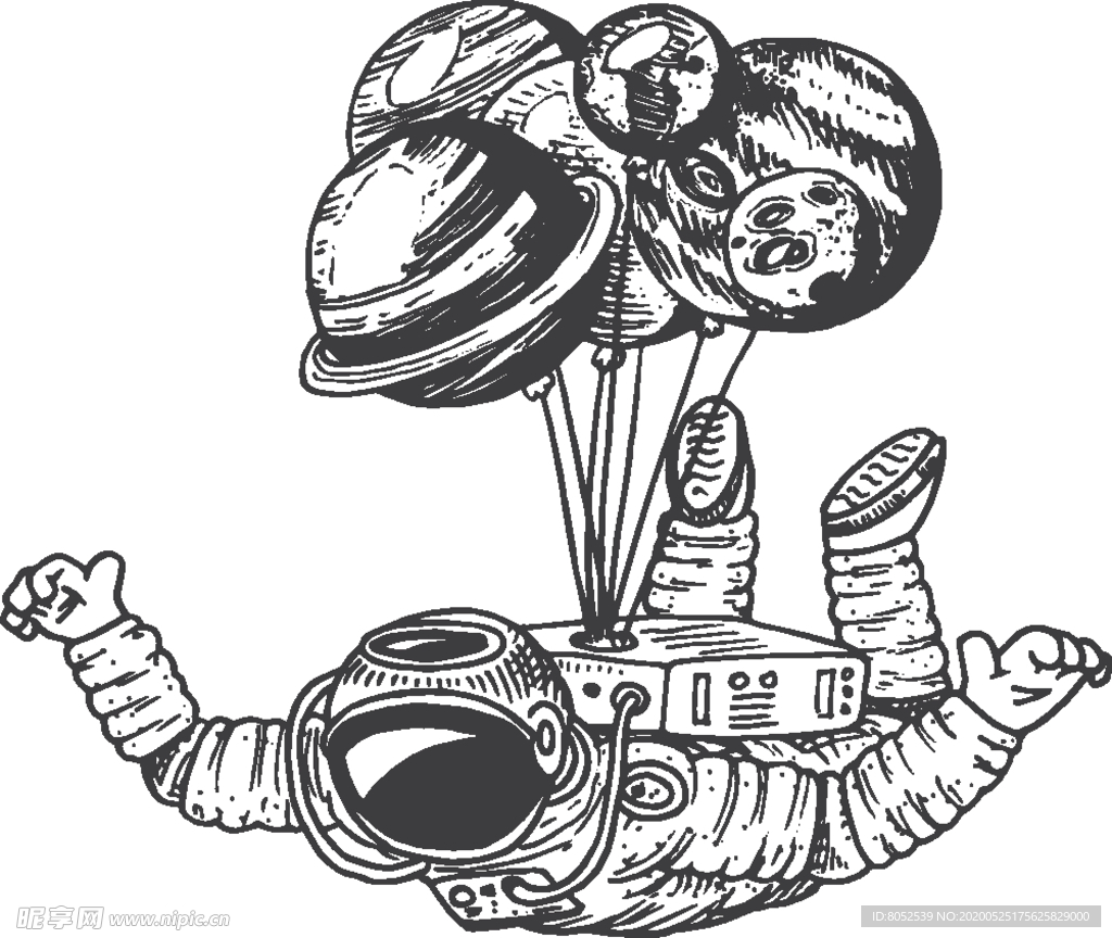 宇航员  气球 星球 飞行