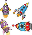 手绘卡通火箭儿童宇宙太空飞船