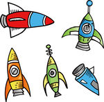 儿童火箭卡通宇宙飞船太空插画
