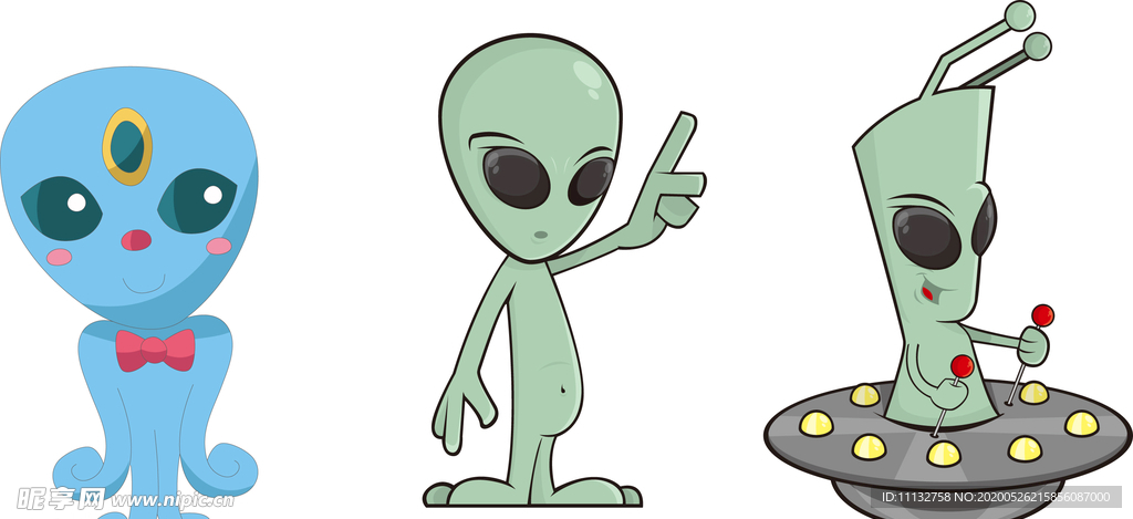 卡通外星人UFO怪物怪兽插画
