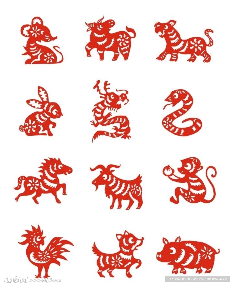 12生肖剪纸