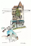 水彩建筑插画