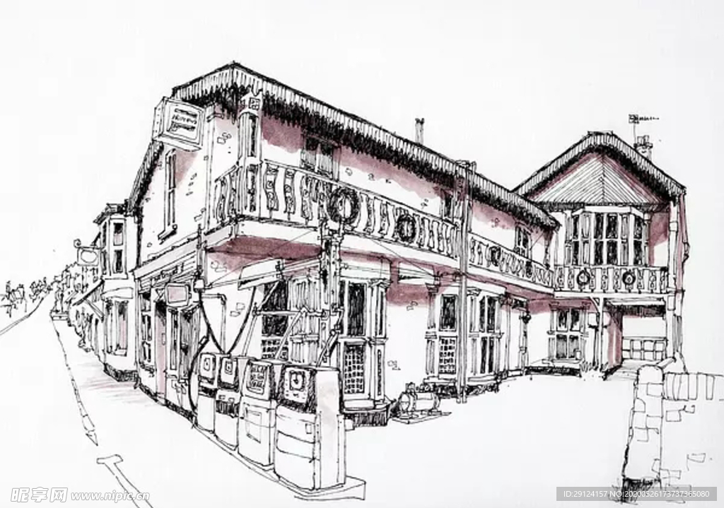 水彩建筑插画