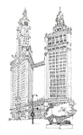 水彩建筑插画